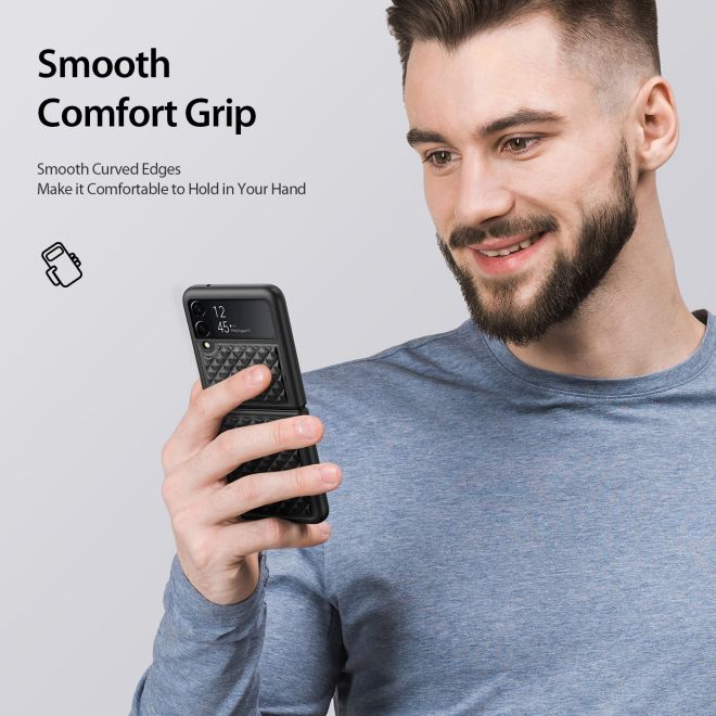 Dux Ducis - Samsung Galaxy Z Flip4 5G Hülle - Echtleder Case - Venice Series - schwarz