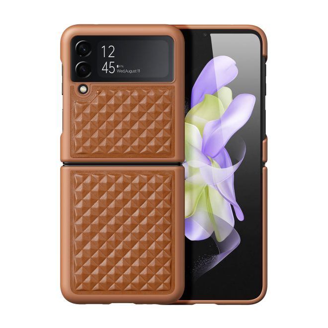 Dux Ducis - Samsung Galaxy Z Flip4 5G Hülle - Echtleder Case - Venice Series - braun