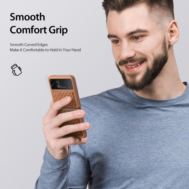 Dux Ducis - Samsung Galaxy Z Flip4 5G Hülle - Echtleder Case - Venice Series - braun