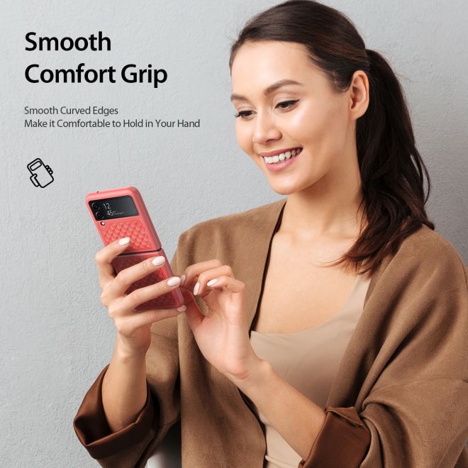 Dux Ducis - Samsung Galaxy Z Flip4 5G Hülle - Echtleder Case - Venice Series - pink