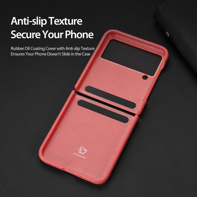 Dux Ducis - Samsung Galaxy Z Flip4 5G Hülle - Echtleder Case - Venice Series - pink