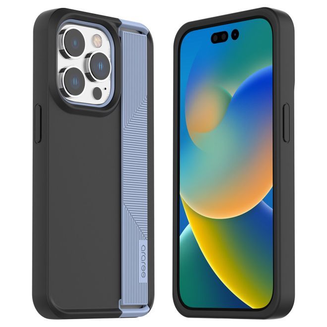 Araree - iPhone 14 Pro Hülle - Hardcase mit Gummi Handschlaufe - Boat Series - Made in Korea - blau