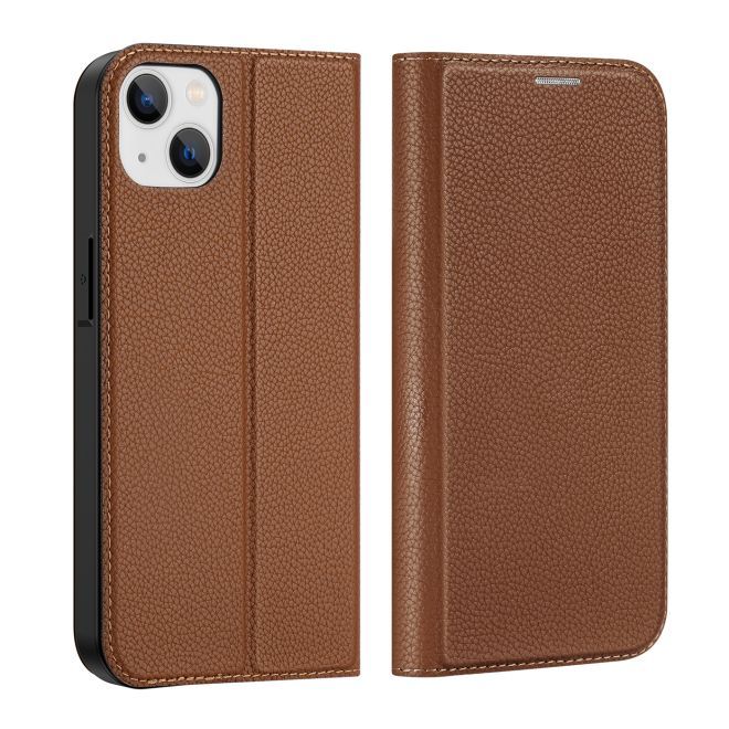 Dux Ducis - iPhone 14 Plus Hülle  - Handy Bookcover - Skin X2 Series - braun
