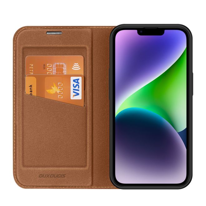 Dux Ducis - iPhone 14 Plus Hülle  - Handy Bookcover - Skin X2 Series - braun