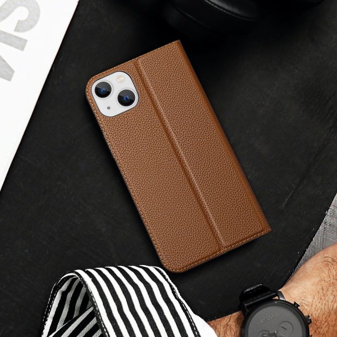 Dux Ducis - iPhone 14 Plus Hülle  - Handy Bookcover - Skin X2 Series - braun