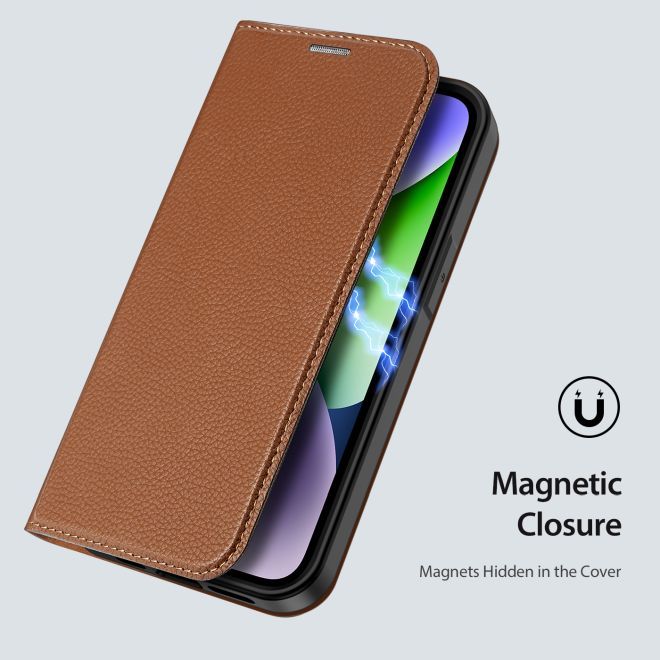 Dux Ducis - iPhone 14 Plus Hülle  - Handy Bookcover - Skin X2 Series - braun