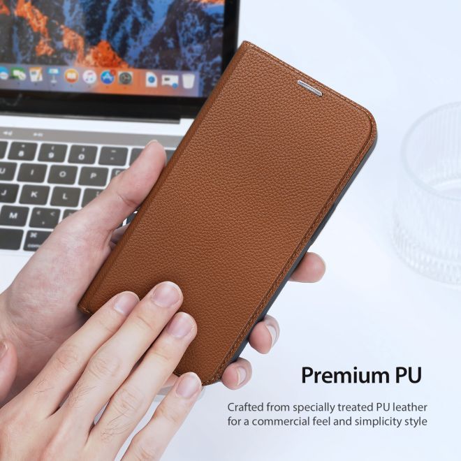 Dux Ducis - iPhone 14 Plus Hülle  - Handy Bookcover - Skin X2 Series - braun
