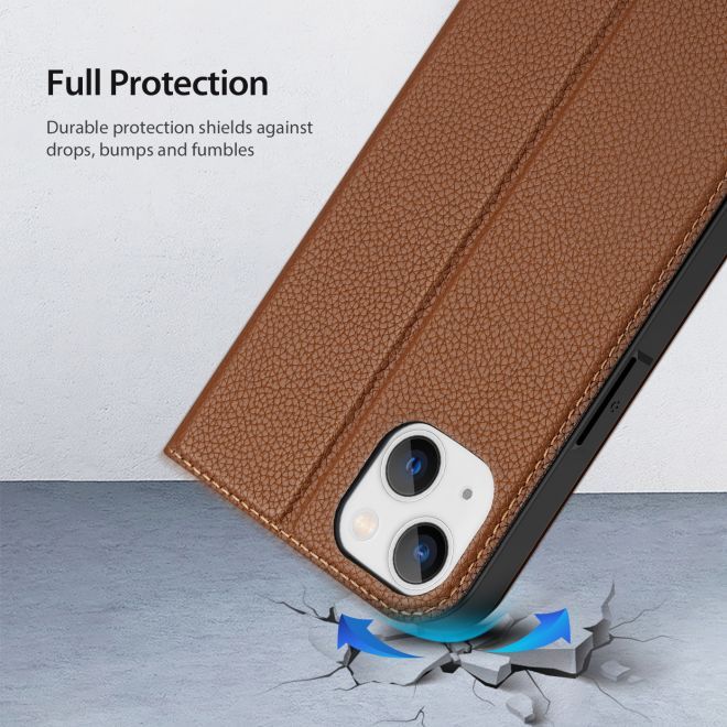 Dux Ducis - iPhone 14 Plus Hülle  - Handy Bookcover - Skin X2 Series - braun