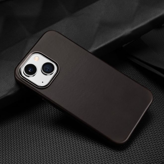 Dux Ducis - iPhone 14 Hülle - Echtleder Case - MagSafe kompatibel - Naples Series - kaffeefarben