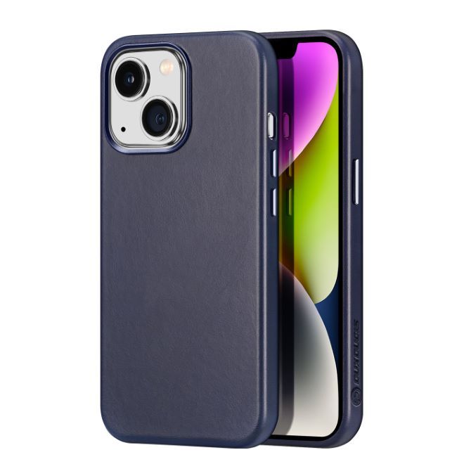 Dux Ducis - iPhone 14 Plus Hülle - Echtleder Case - MagSafe kompatibel - Naples Series - blau