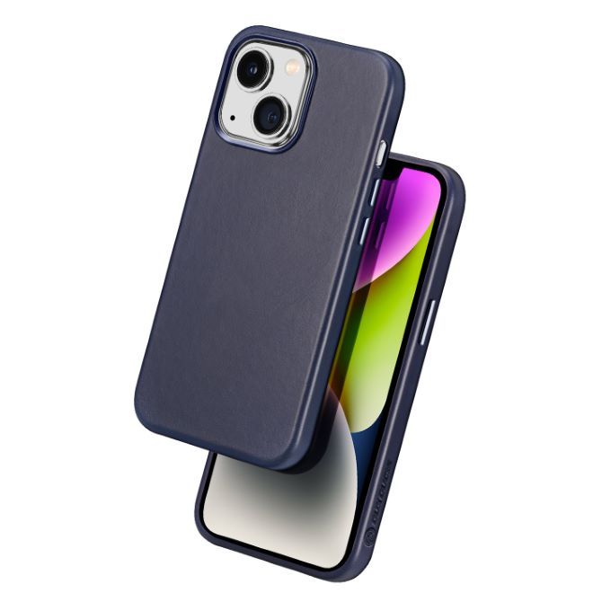 Dux Ducis - iPhone 14 Plus Hülle - Echtleder Case - MagSafe kompatibel - Naples Series - blau