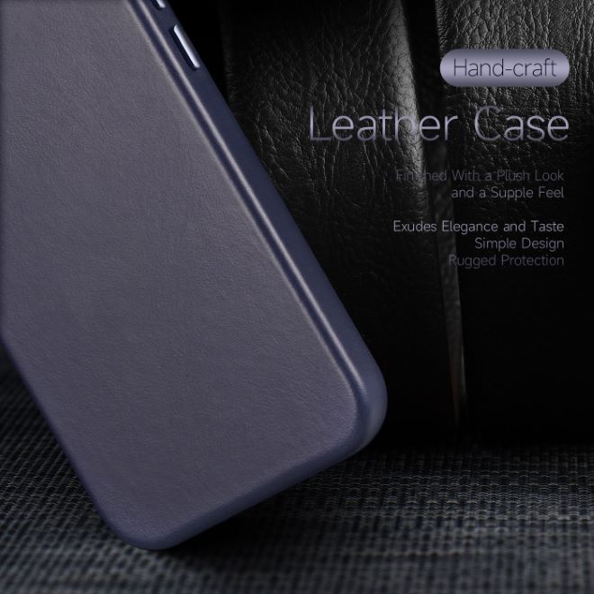 Dux Ducis - iPhone 14 Plus Hülle - Echtleder Case - MagSafe kompatibel - Naples Series - blau