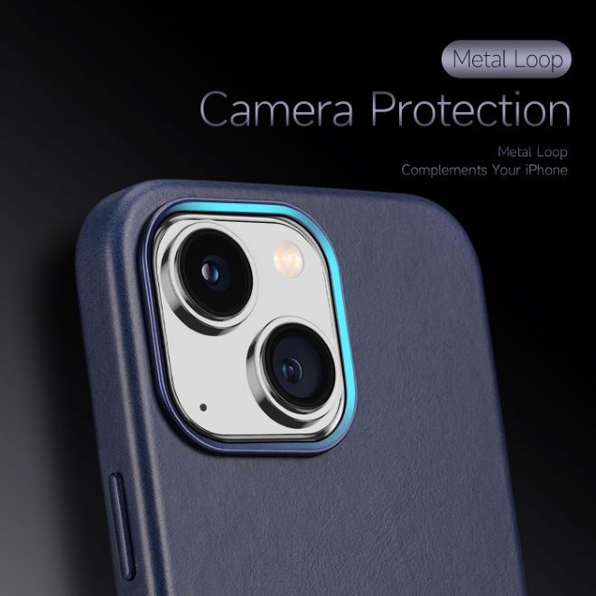 Dux Ducis - iPhone 14 Plus Hülle - Echtleder Case - MagSafe kompatibel - Naples Series - blau