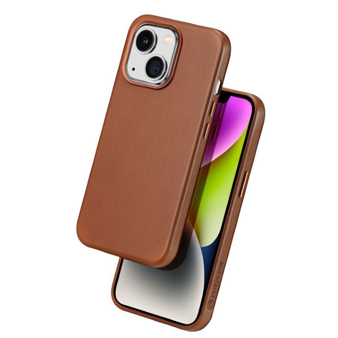 Dux Ducis - iPhone 14 Plus Hülle - Echtleder Case - MagSafe kompatibel - Naples Series - braun