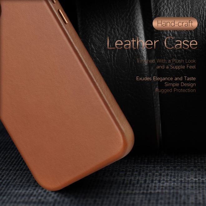 Dux Ducis - iPhone 14 Plus Hülle - Echtleder Case - MagSafe kompatibel - Naples Series - braun