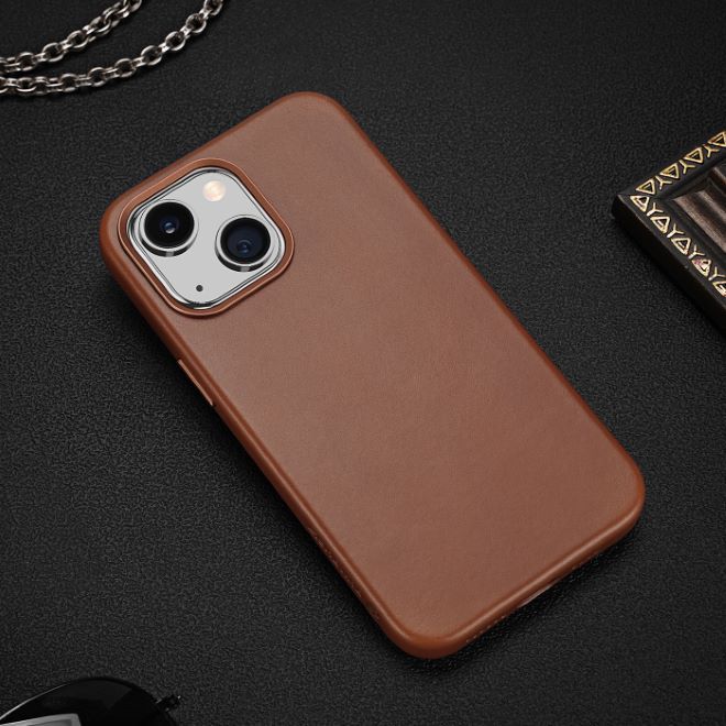Dux Ducis - iPhone 14 Plus Hülle - Echtleder Case - MagSafe kompatibel - Naples Series - braun