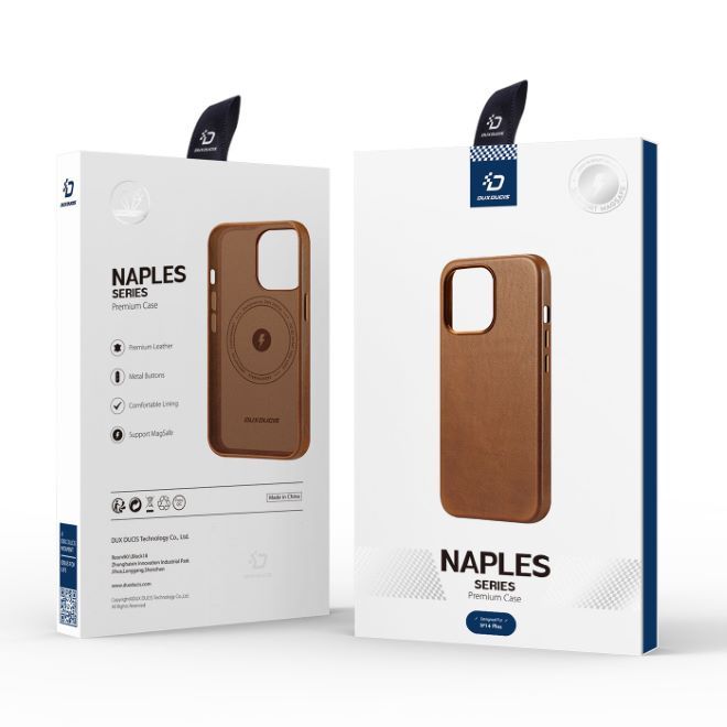Dux Ducis - iPhone 14 Plus Hülle - Echtleder Case - MagSafe kompatibel - Naples Series - braun