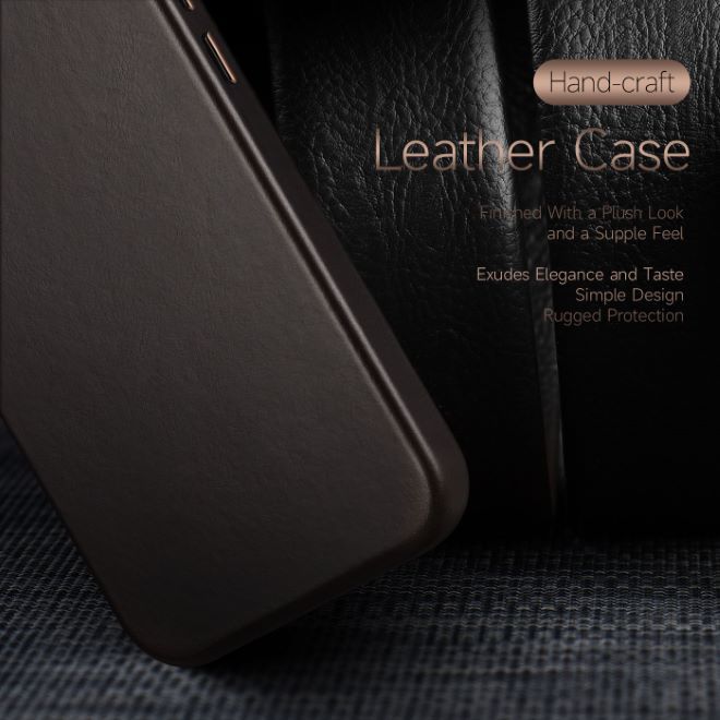 Dux Ducis - iPhone 14 Plus Hülle - Echtleder Case - MagSafe kompatibel - Naples Series - kaffeefarben