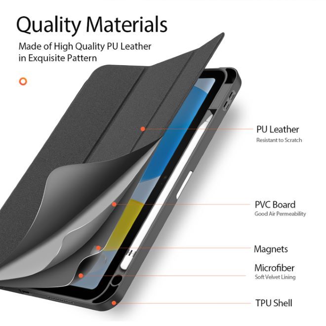 Dux Ducis - iPad 2025 (11. Gen) / iPad 2022 (10. Gen) Hülle - Apple Pencil Schutzfach - Domo Series - schwarz