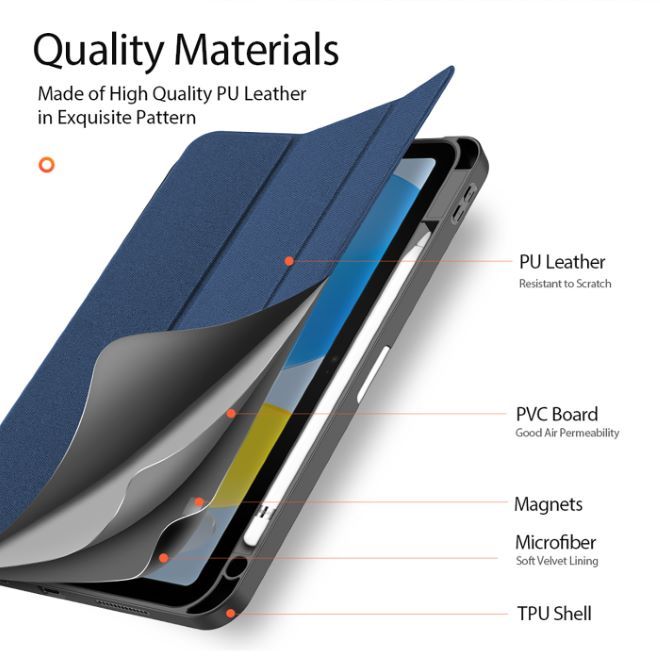 Dux Ducis - iPad 2025 (11. Gen) / iPad 2022 (10. Gen) Hülle - Apple Pencil Schutzfach - Domo Series - blau