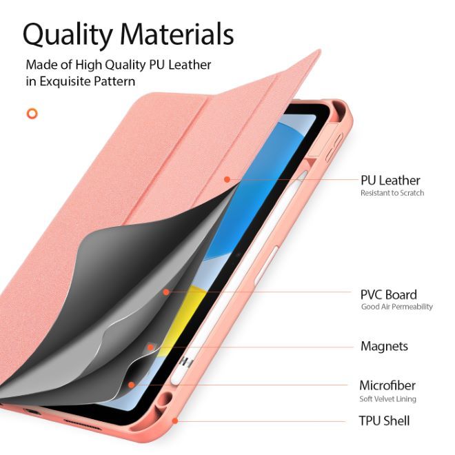 Dux Ducis - iPad 2025 (11. Gen) / iPad 2022 (10. Gen) Hülle - Apple Pencil Schutzfach - Domo Series - pink