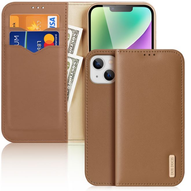 Dux Ducis - iPhone 14 Plus Hülle - Handy Leder Case - Hivo Series - braun
