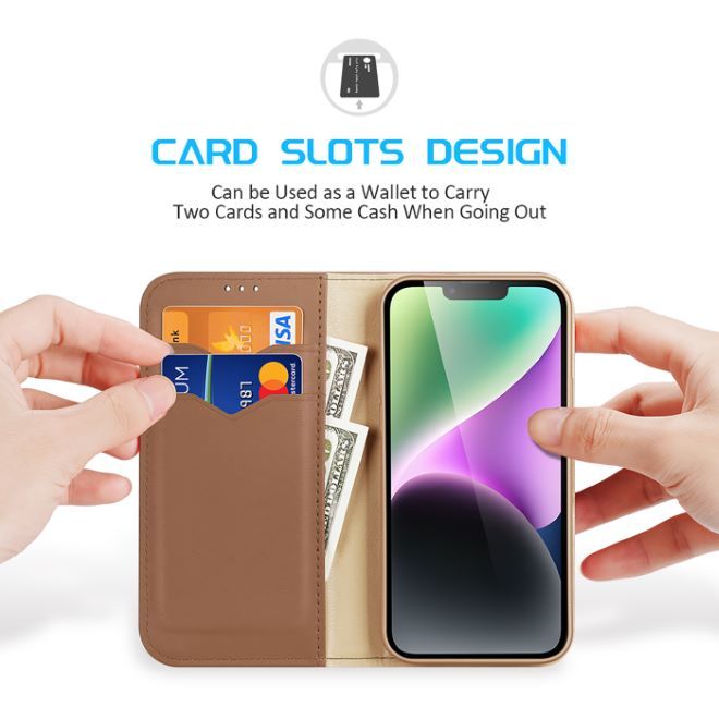 Dux Ducis - iPhone 14 Plus Hülle - Handy Leder Case - Hivo Series - braun