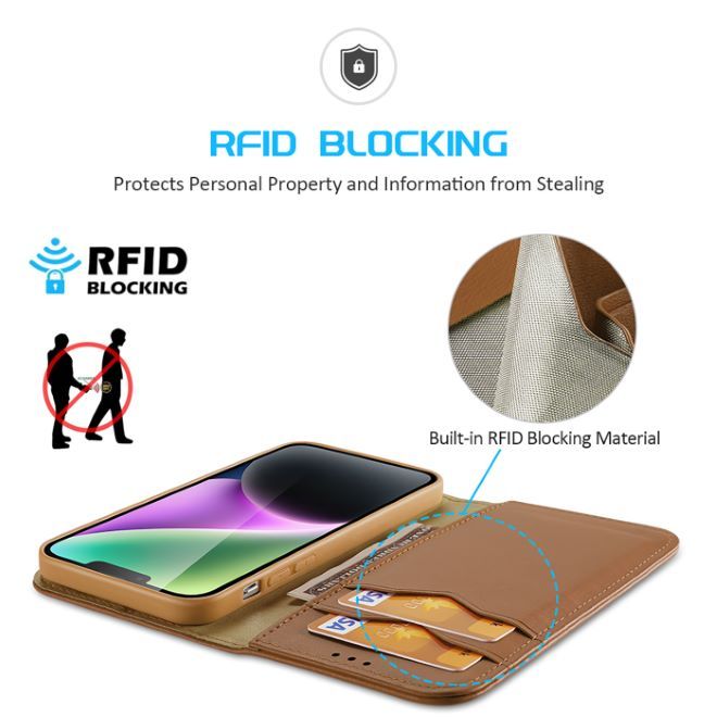 Dux Ducis - iPhone 14 Plus Hülle - Handy Leder Case - Hivo Series - braun