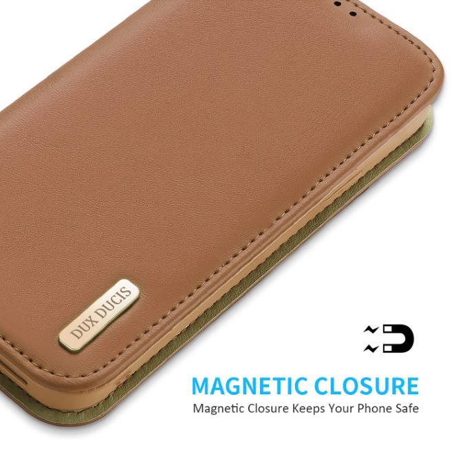 Dux Ducis - iPhone 14 Plus Hülle - Handy Leder Case - Hivo Series - braun