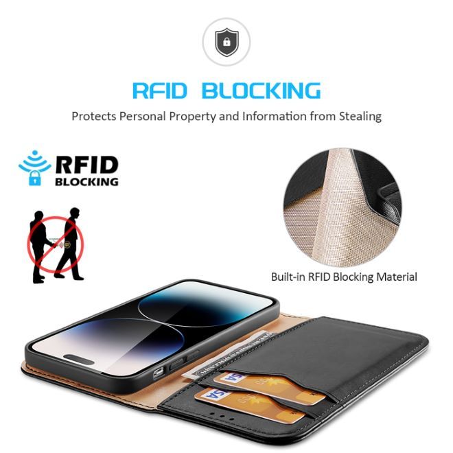 Dux Ducis - iPhone 14 Pro Max Hülle - Handy Leder Case - Hivo Series - schwarz