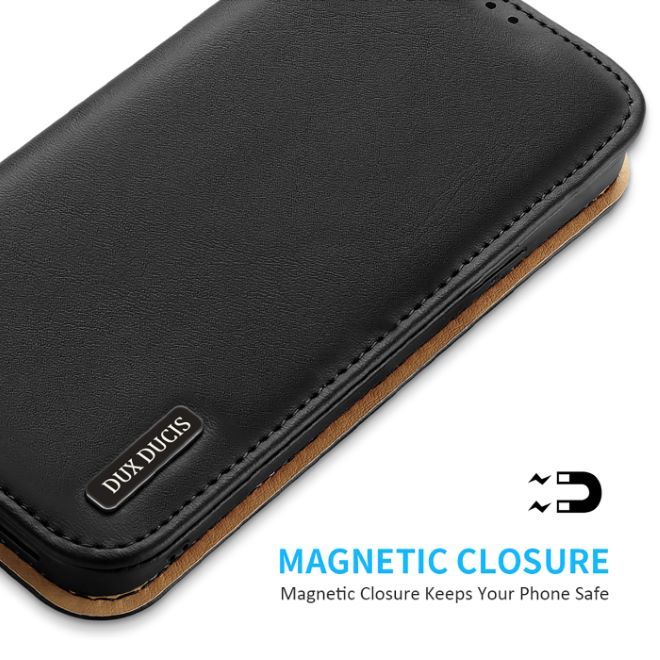 Dux Ducis - iPhone 14 Pro Max Hülle - Handy Leder Case - Hivo Series - schwarz