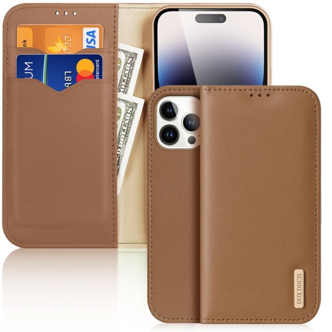 Dux Ducis - iPhone 14 Pro Max Hülle - Handy Leder Case - Hivo Series - braun