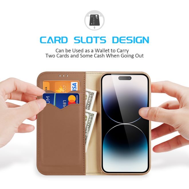 Dux Ducis - iPhone 14 Pro Max Hülle - Handy Leder Case - Hivo Series - braun