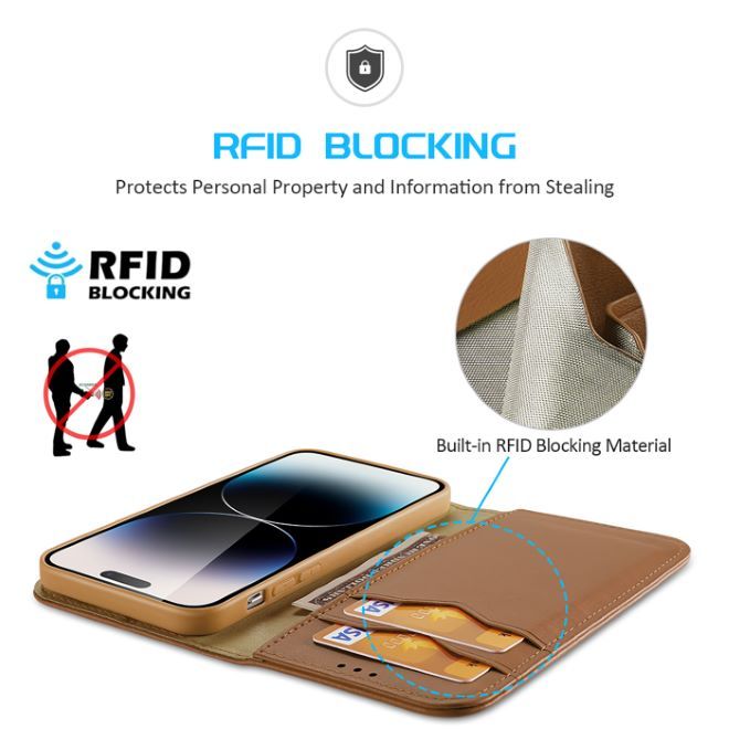 Dux Ducis - iPhone 14 Pro Max Hülle - Handy Leder Case - Hivo Series - braun