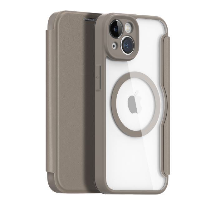 Dux Ducis - iPhone 14 Hülle - Leder Bookcover - MagSafe - Skin X Pro Series - beige