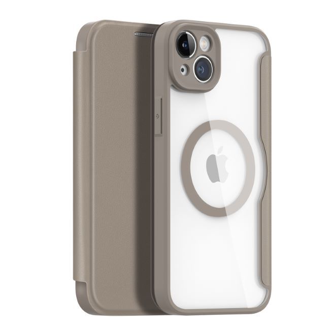 Dux Ducis - iPhone 14 Plus Hülle - Leder Bookcover - MagSafe - Skin X Pro Series - beige