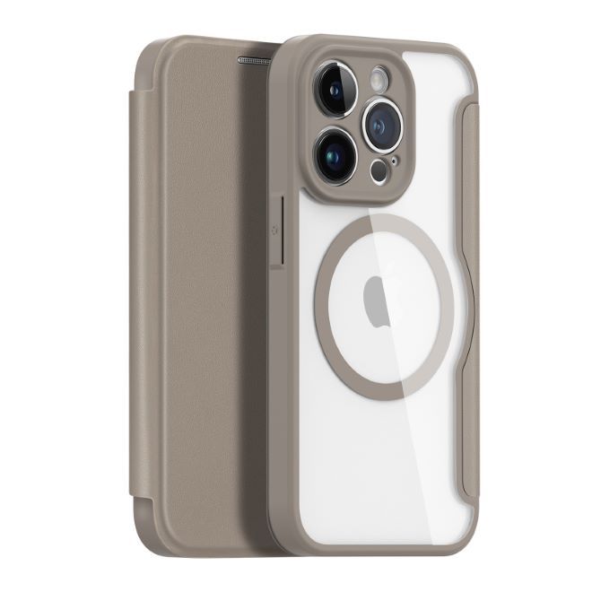 Dux Ducis - iPhone 14 Pro Hülle - Leder Bookcover - MagSafe - Skin X Pro Series - beige