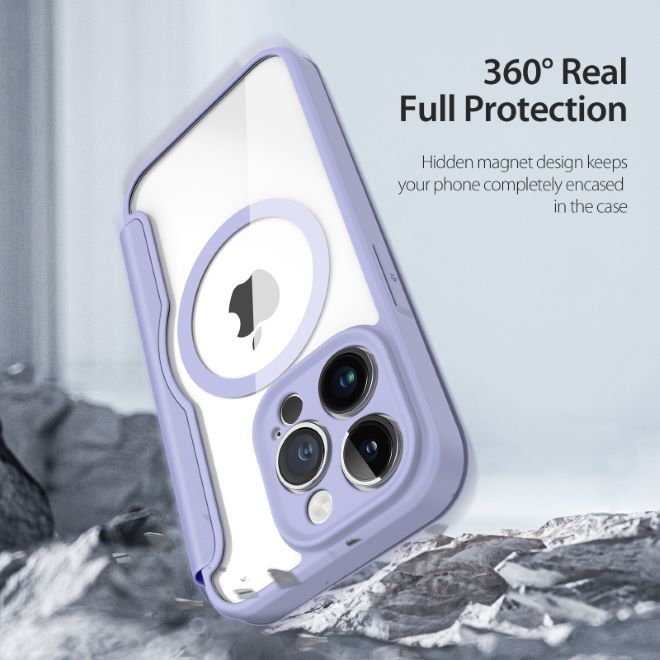Dux Ducis - iPhone 14 Pro Hülle - Leder Bookcover - MagSafe - Skin X Pro Series - purpur