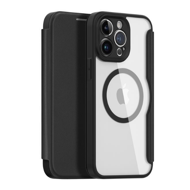 Dux Ducis - iPhone 14 Pro Max Hülle - Leder Bookcover - MagSafe - Skin X Pro Series - schwarz