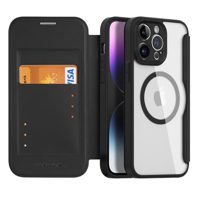 Dux Ducis - iPhone 14 Pro Max Hülle - Leder Bookcover - MagSafe - Skin X Pro Series - schwarz