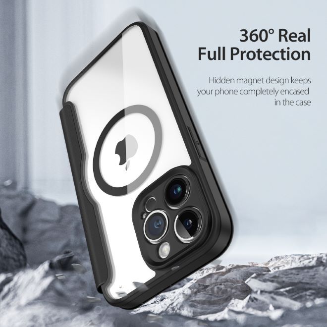 Dux Ducis - iPhone 14 Pro Max Hülle - Leder Bookcover - MagSafe - Skin X Pro Series - schwarz