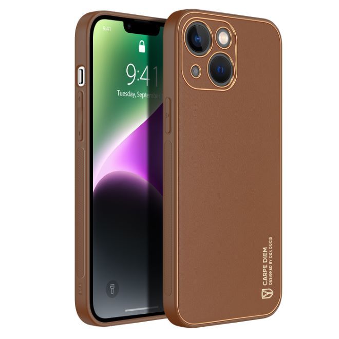 Dux Ducis - iPhone 14 Hülle - Edles Hardcase - Yolo Series - braun