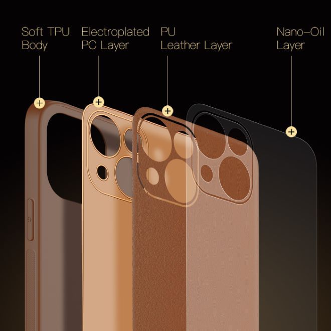 Dux Ducis - iPhone 14 Hülle - Edles Hardcase - Yolo Series - braun