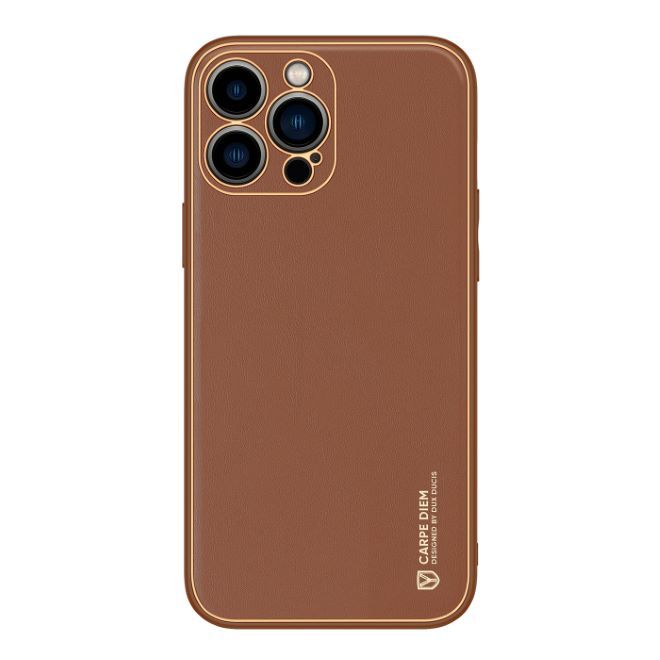 Dux Ducis - iPhone 14 Pro Hülle - Edles Hardcase - Yolo Series - braun
