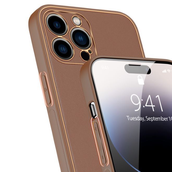 Dux Ducis - iPhone 14 Pro Hülle - Edles Hardcase - Yolo Series - braun