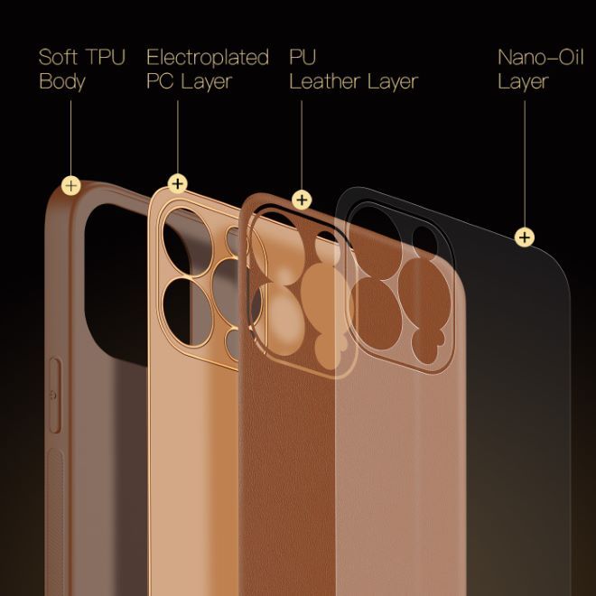 Dux Ducis - iPhone 14 Pro Hülle - Edles Hardcase - Yolo Series - braun