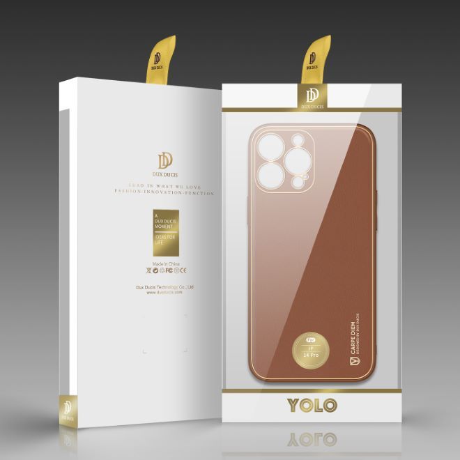 Dux Ducis - iPhone 14 Pro Hülle - Edles Hardcase - Yolo Series - braun
