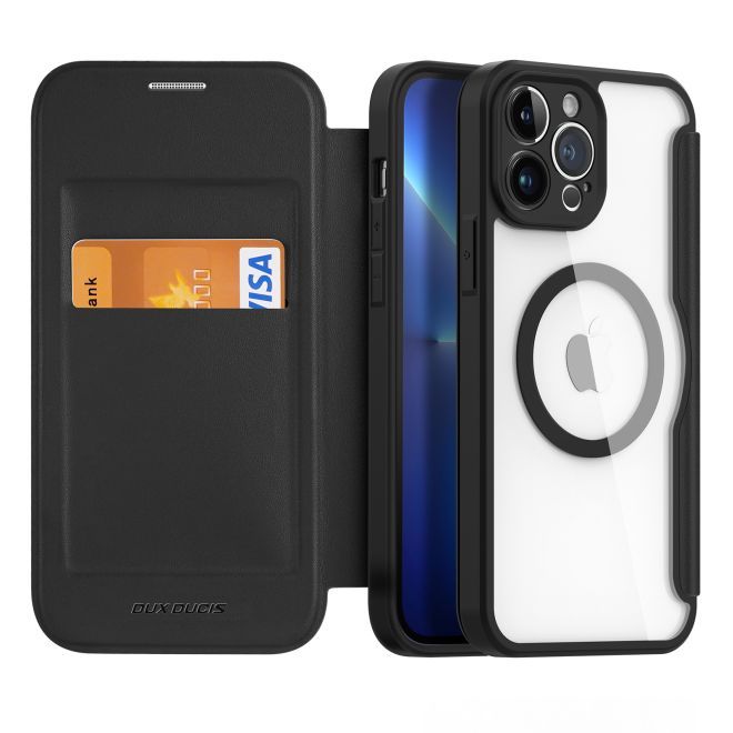 Dux Ducis - iPhone 13 Pro Max Hülle - Leder Bookcover - MagSafe - Skin X Pro Series - schwarz
