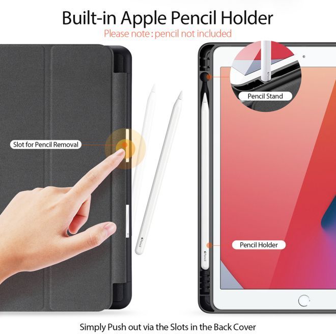 Dux Ducis - iPad 10.2 (2021 / 2020 / 2019) Hülle - Apple Pencil Schutzfach - Domo Series - schwarz