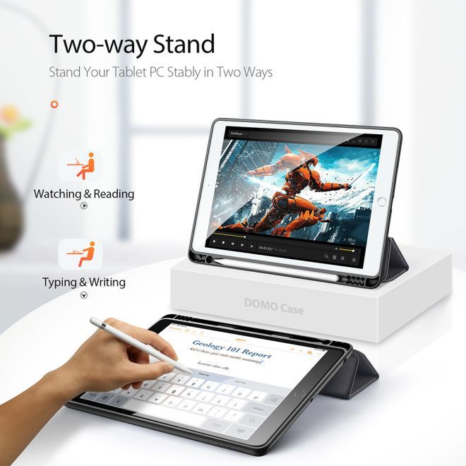Dux Ducis - iPad 10.2 (2021 / 2020 / 2019) Hülle - Apple Pencil Schutzfach - Domo Series - schwarz